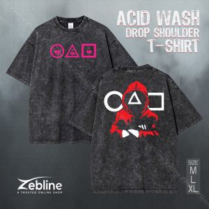 Acid Wash Drop Shoulder T-Shirt (Squid Game)