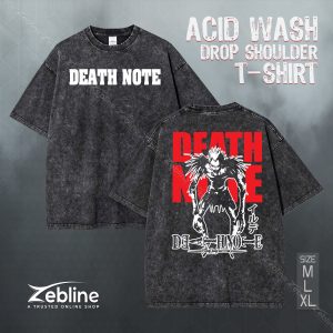 Acid Wash Drop Shoulder T-Shirt (Death Note)