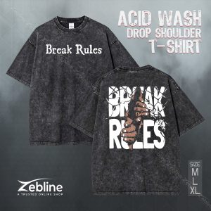 Acid Wash Drop Shoulder T-Shirt (Break Rules)