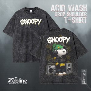 Acid Wash Drop Shoulder T-Shirt (SNOOPY)
